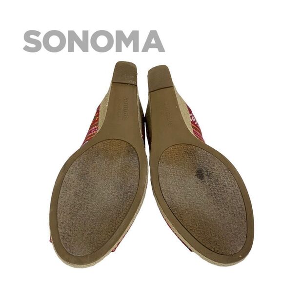 Sonoma Women's Madras Slip-on Peep Toe Espadrille Wedges 8.5 - Picture 6 of 6